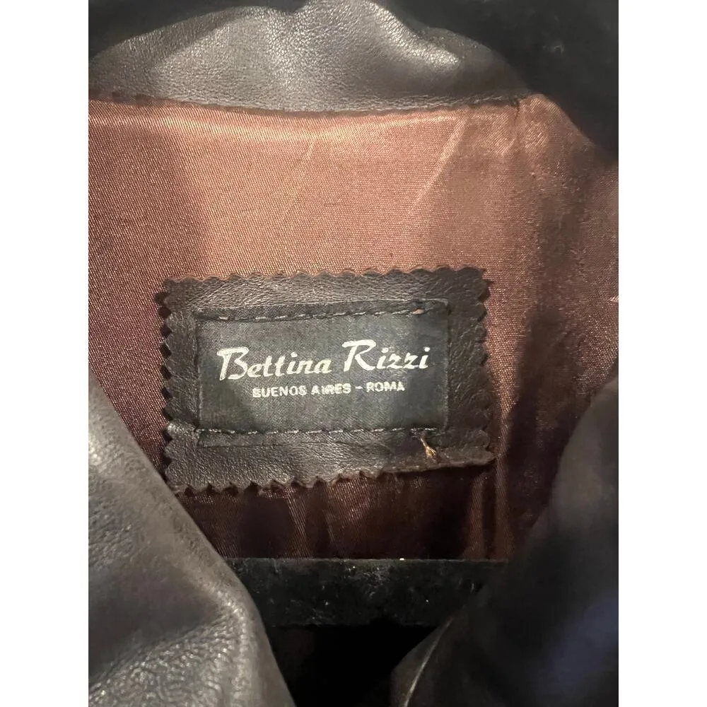 Bettina Rizzi Buenos Aires Brown Soft Long Leather Minimalist Jacket size S/M - Image 13