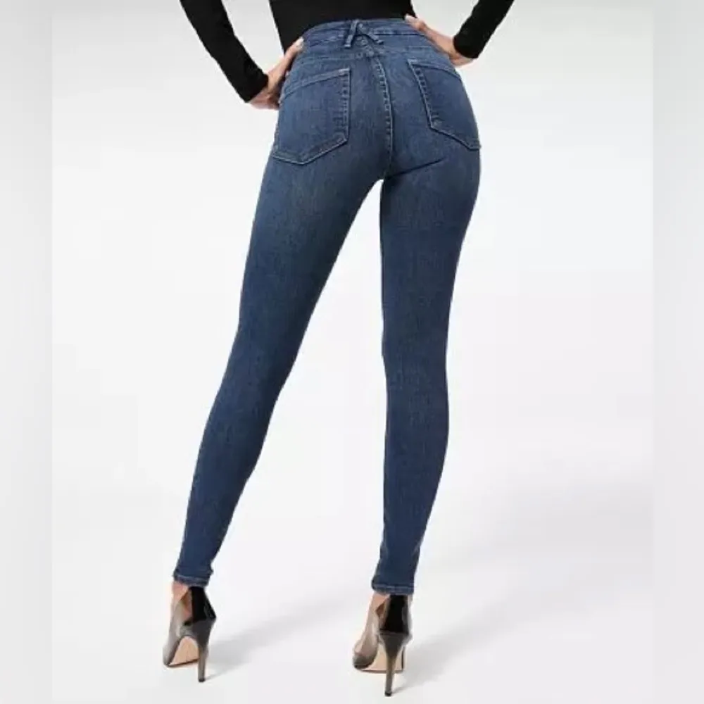 Good American Women’s Good Legs Raw Hem Slim Jeans Dark Wash Size 28 - Image 3