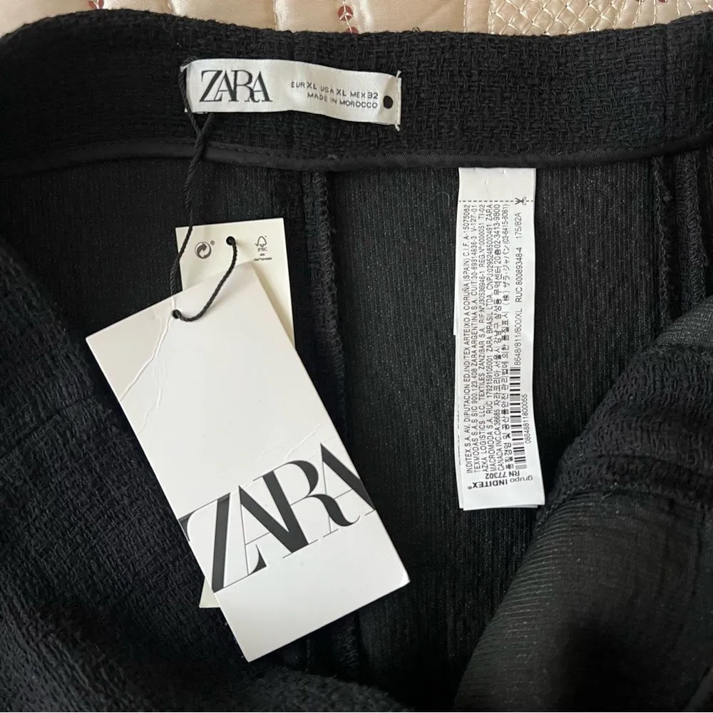 ZARA Textured Tweed Midi Skirt with Slit Gold Buttons NEW Size XL - Image 8