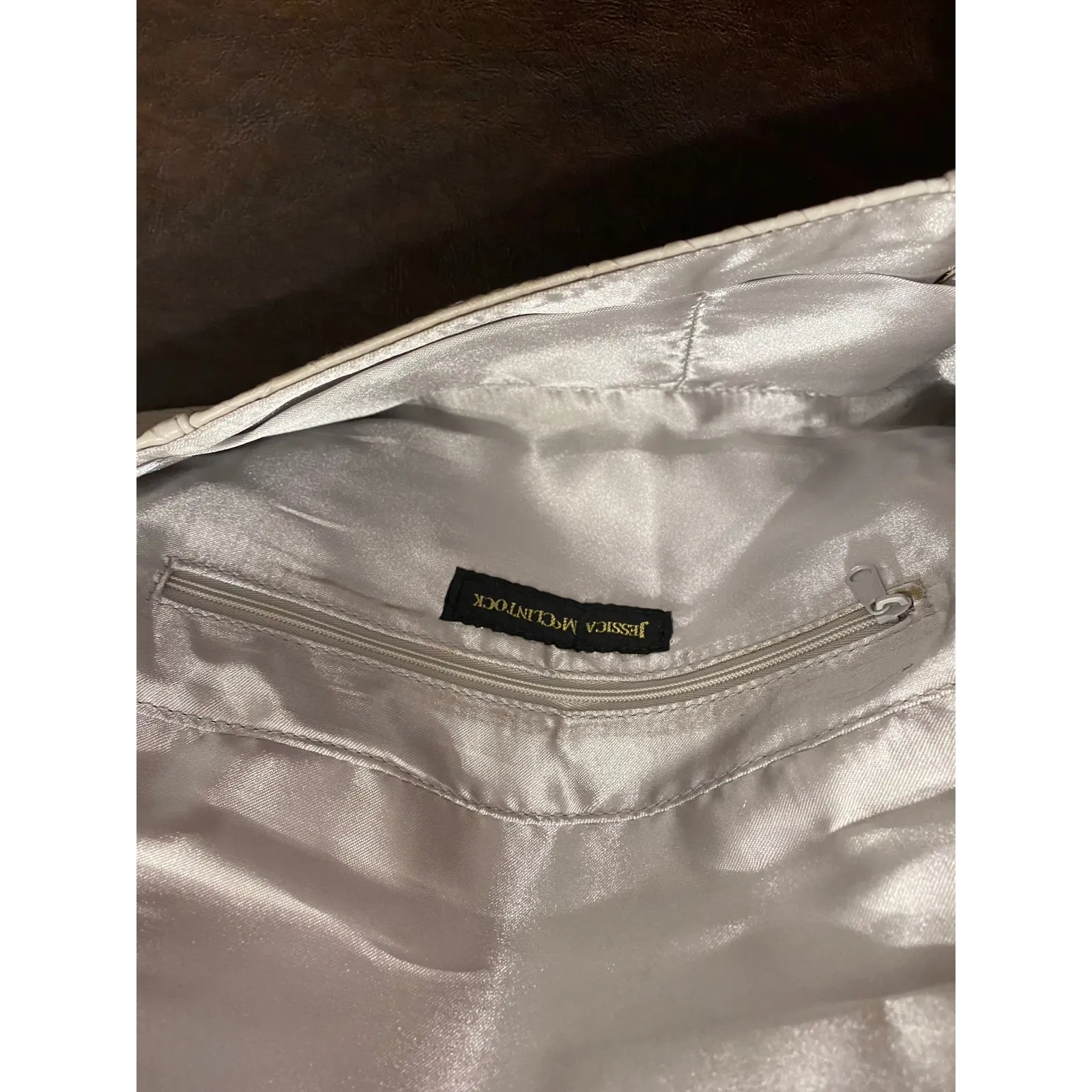 Jessica McClintock Ivory Faux Snakeskin East West‎ Evening Clutch Shoulder Bag - Image 8