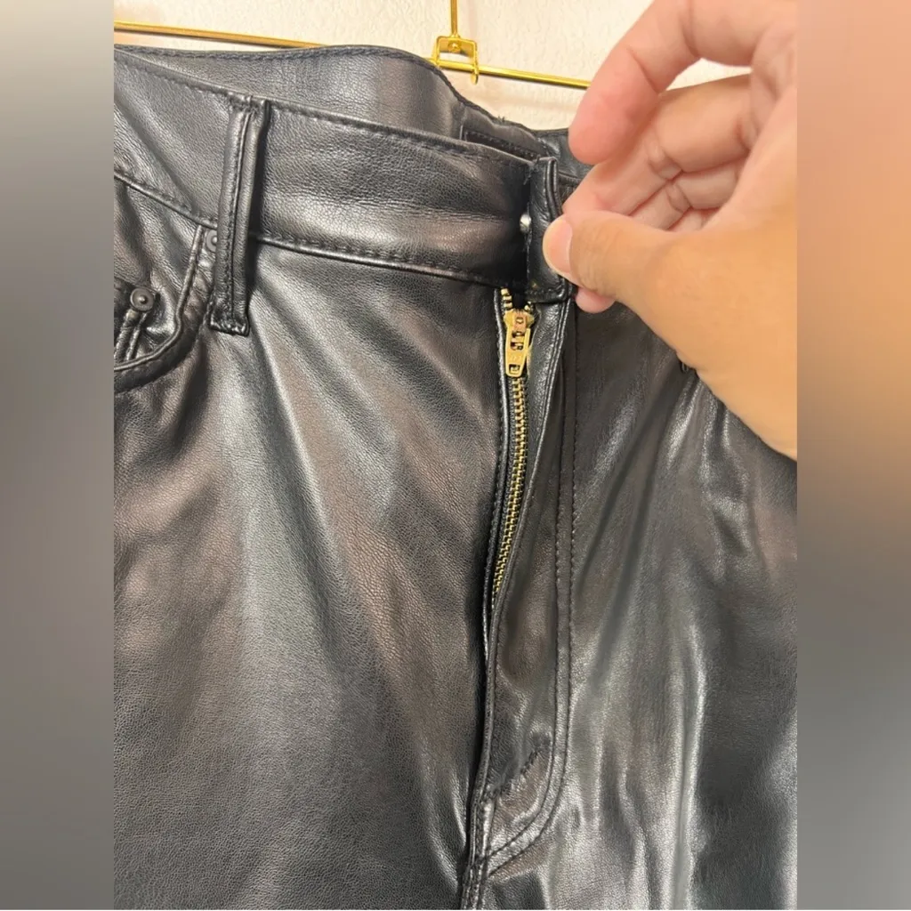 MOTHER Faux Leather 5 Pocket The Super Swooner In Wax On Wax Off Size 30 Black - Image 5