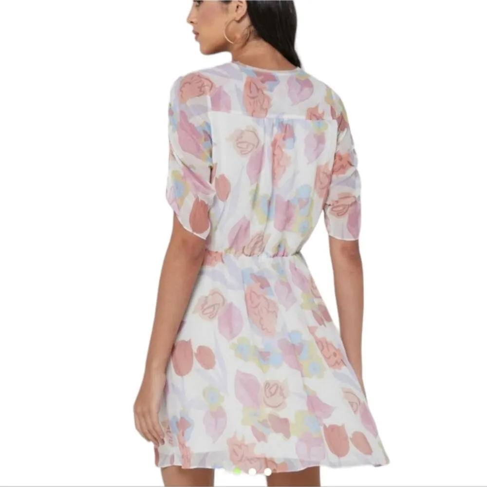 Ted Baker Juleah Dress Womens US Size 8 Floral Ruched Short Sleeve Minidress - Image 2