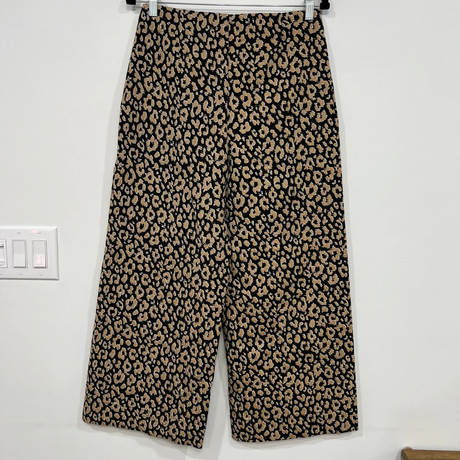 Maeve Anthropologie Womens Pants 4 Leopard Wide Leg Crop Trouser Animal Brocade - Image 4