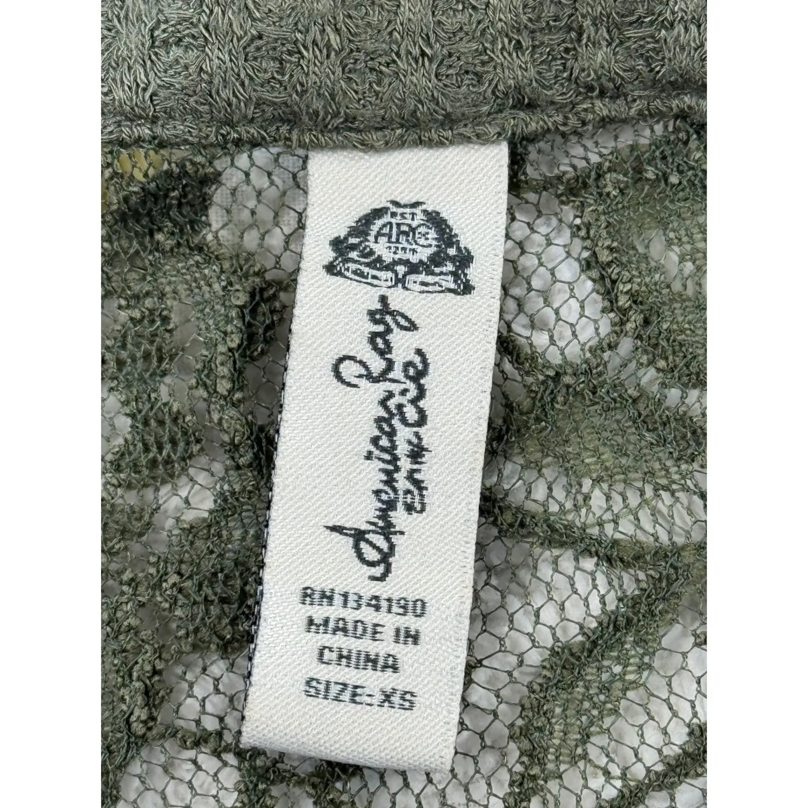 American Rag  Womens Olive Green Lace-Up Long Sleeve Waffle Knit Top XS - Image 7