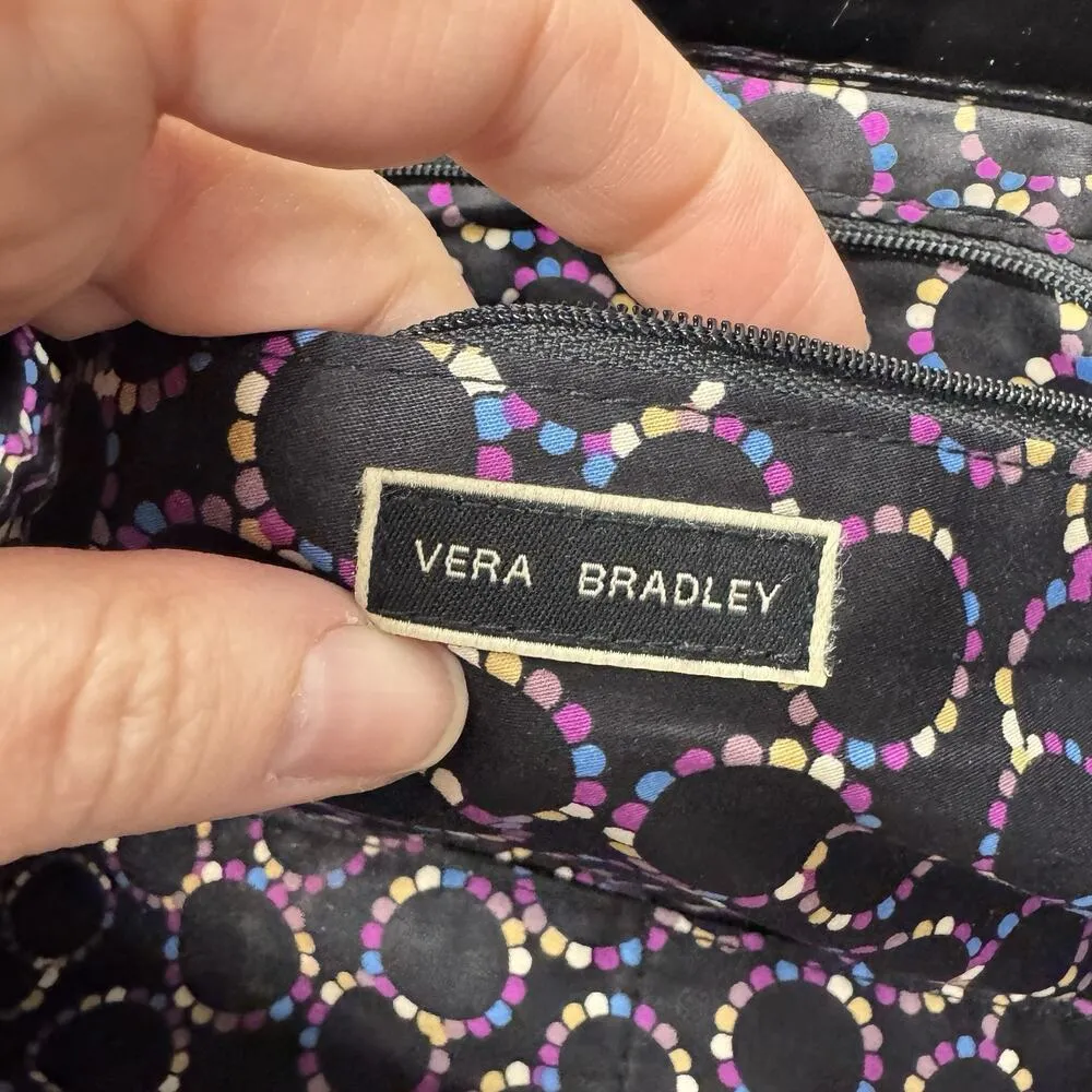 Vera Bradley Black Quilted Clutch with Tension Open Purse Handbag Evening - Image 5