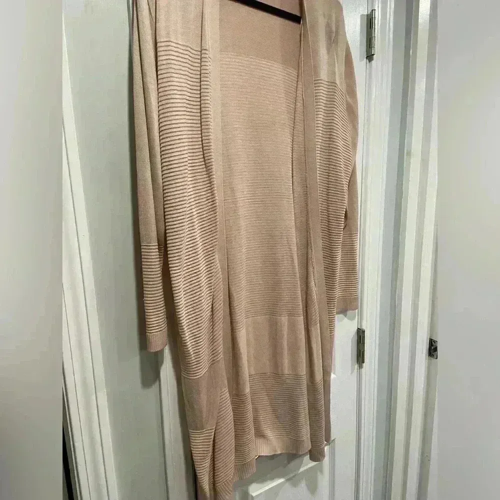 Dex Long Sleeve Ribbed Flowy Pale Rose Pink Soft Open Front Cardigan Size 1X - Image 8