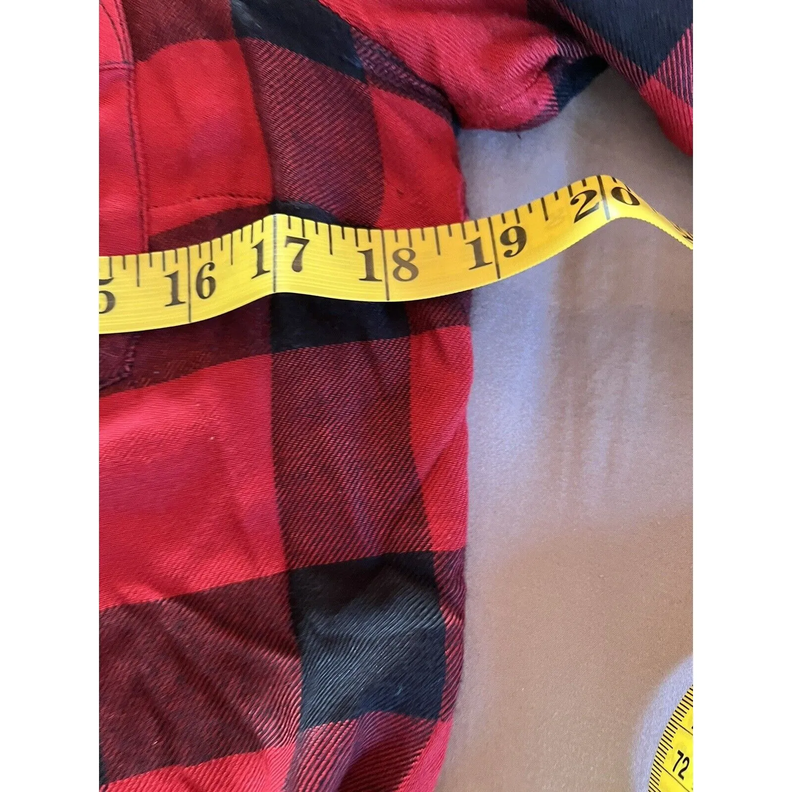 Lucky Brand Women Sz XS Top Red Plaid Button-Back Flannel Shirt Tab Sleeve - Image 7