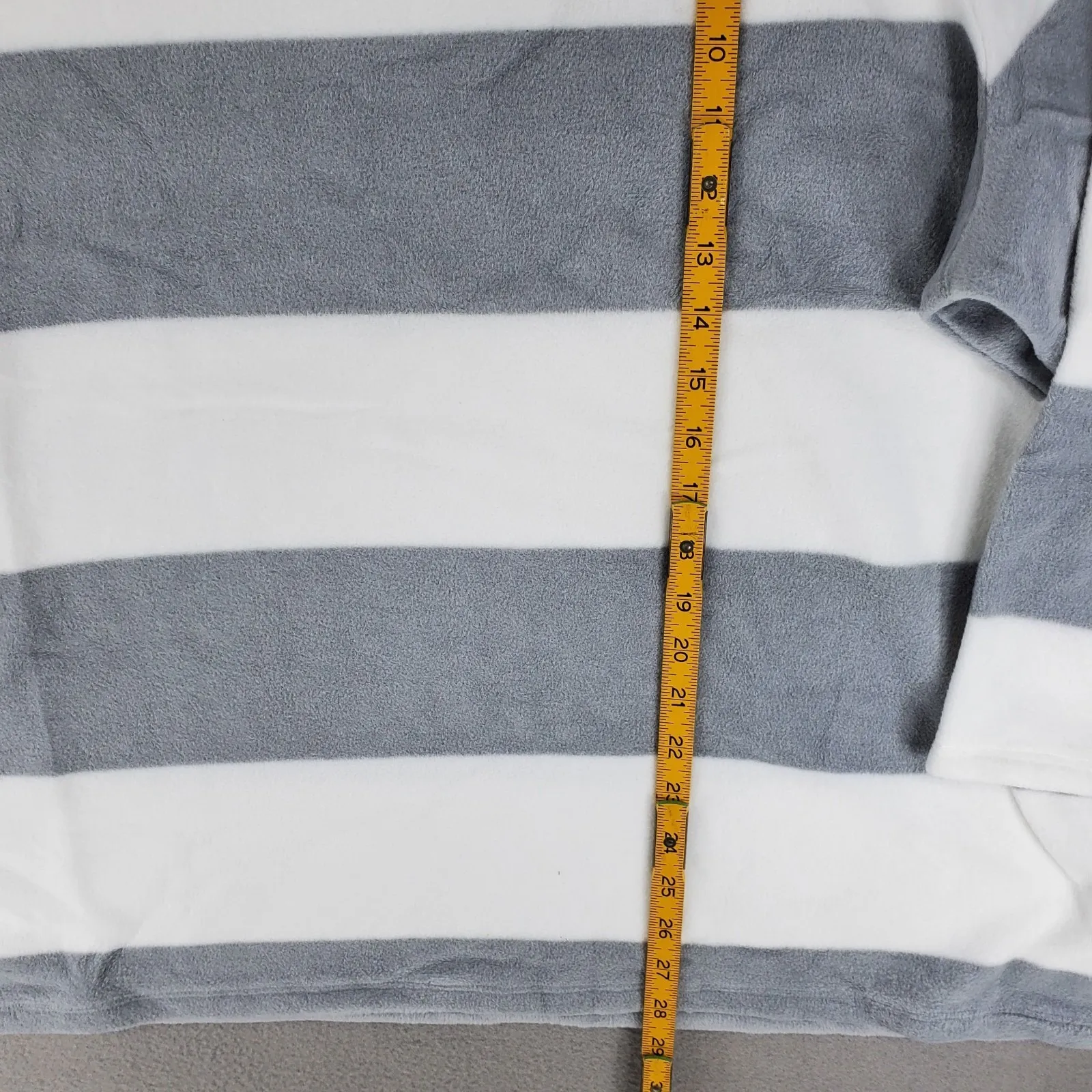 TALBOTS Plus Gray White Strip Mock Neck Fleece Pullover‎ 3Xp Sweatshirt Funnel - Image 6
