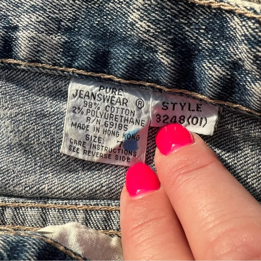 Vintage 80s Pure Jeanswear Zipper Ankle Bow Acid Wash High Rise Taper Jeans Blue Size 24 - Image 4