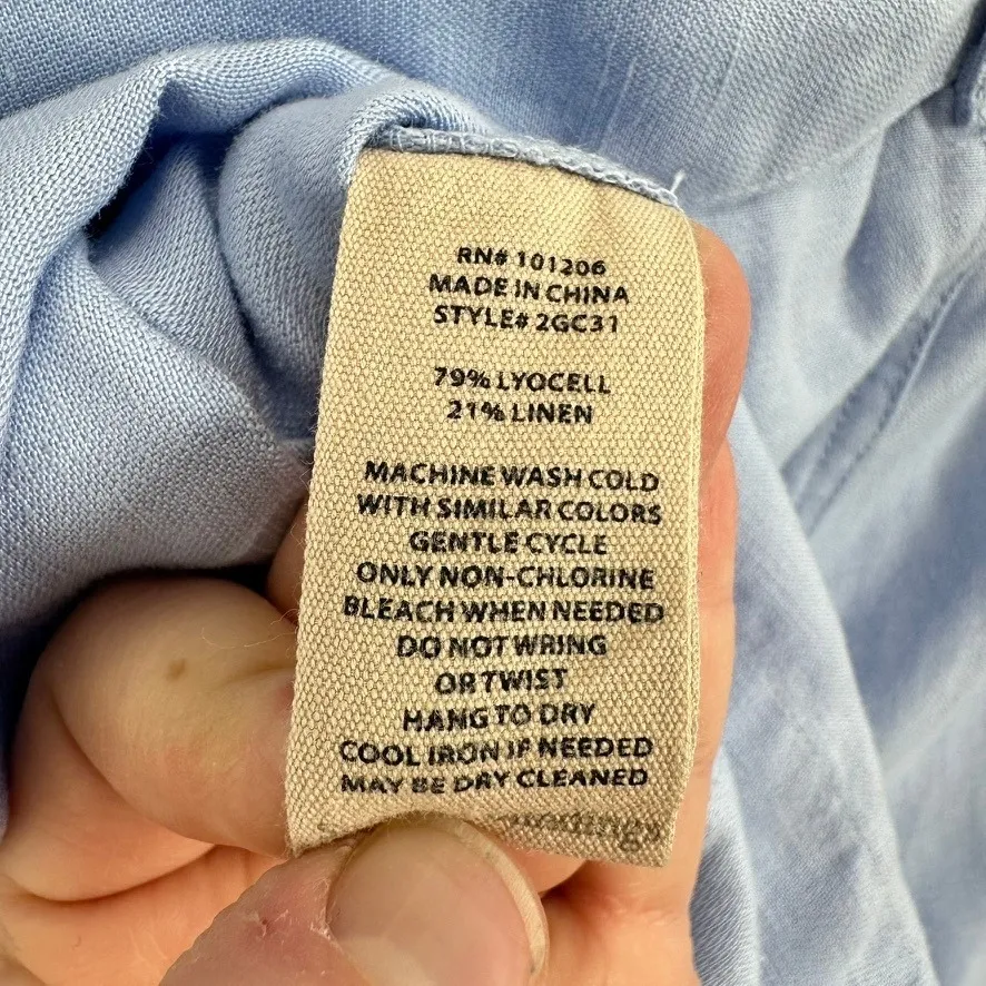 Soft Surroundings Ojai Chambray Shorts Women's Size L Light Blue Tie Waist NWT‎ - Image 10