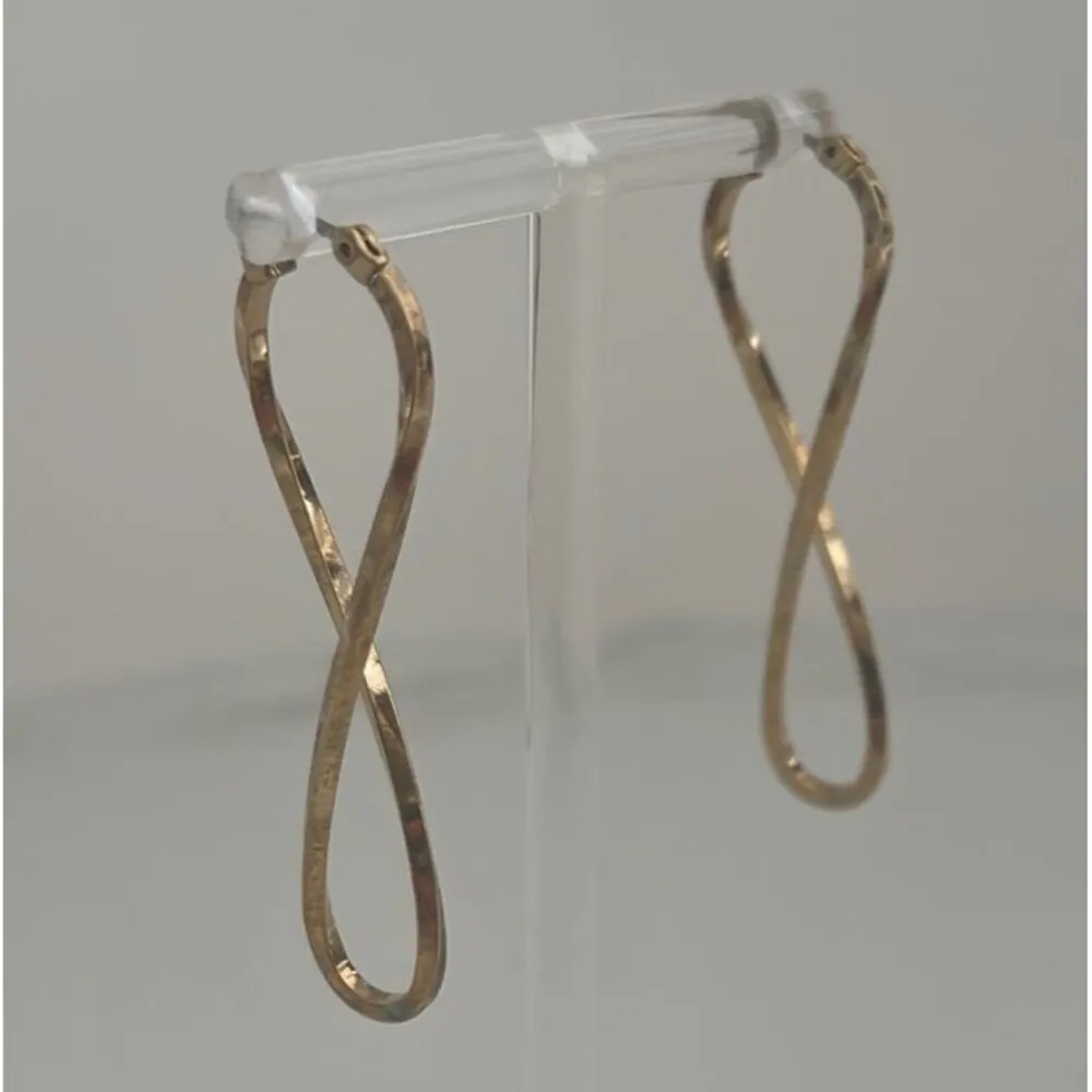 Gold Tone Twist Dangle Earrings - Image 3