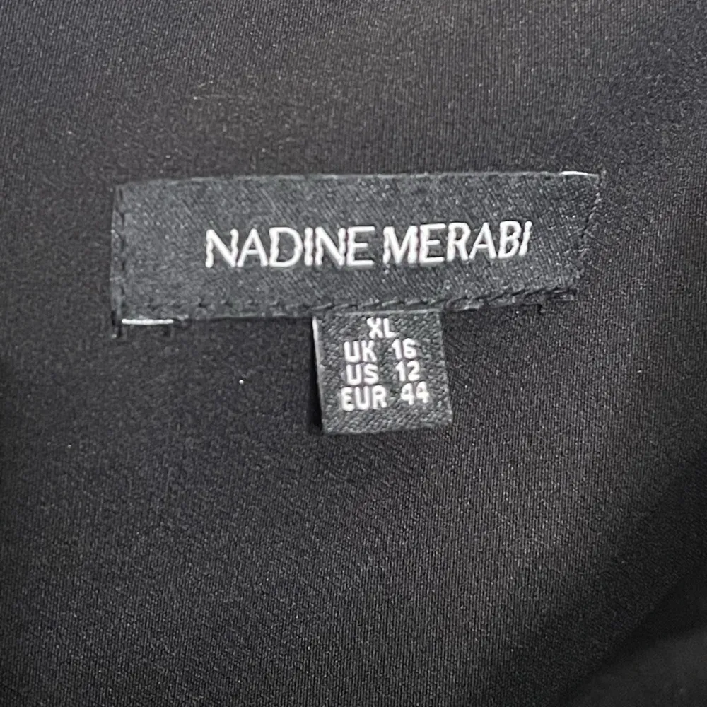 NADINE MERABI Roxanne Crystal Velvet Flare Leg Jumpsuit Black Size XL - Image 10