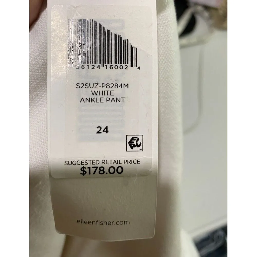 Eileen Fisher Women Organic Cotton‎ Hemp Ankle Pants White Sz 24/3X Minimalist - Image 7
