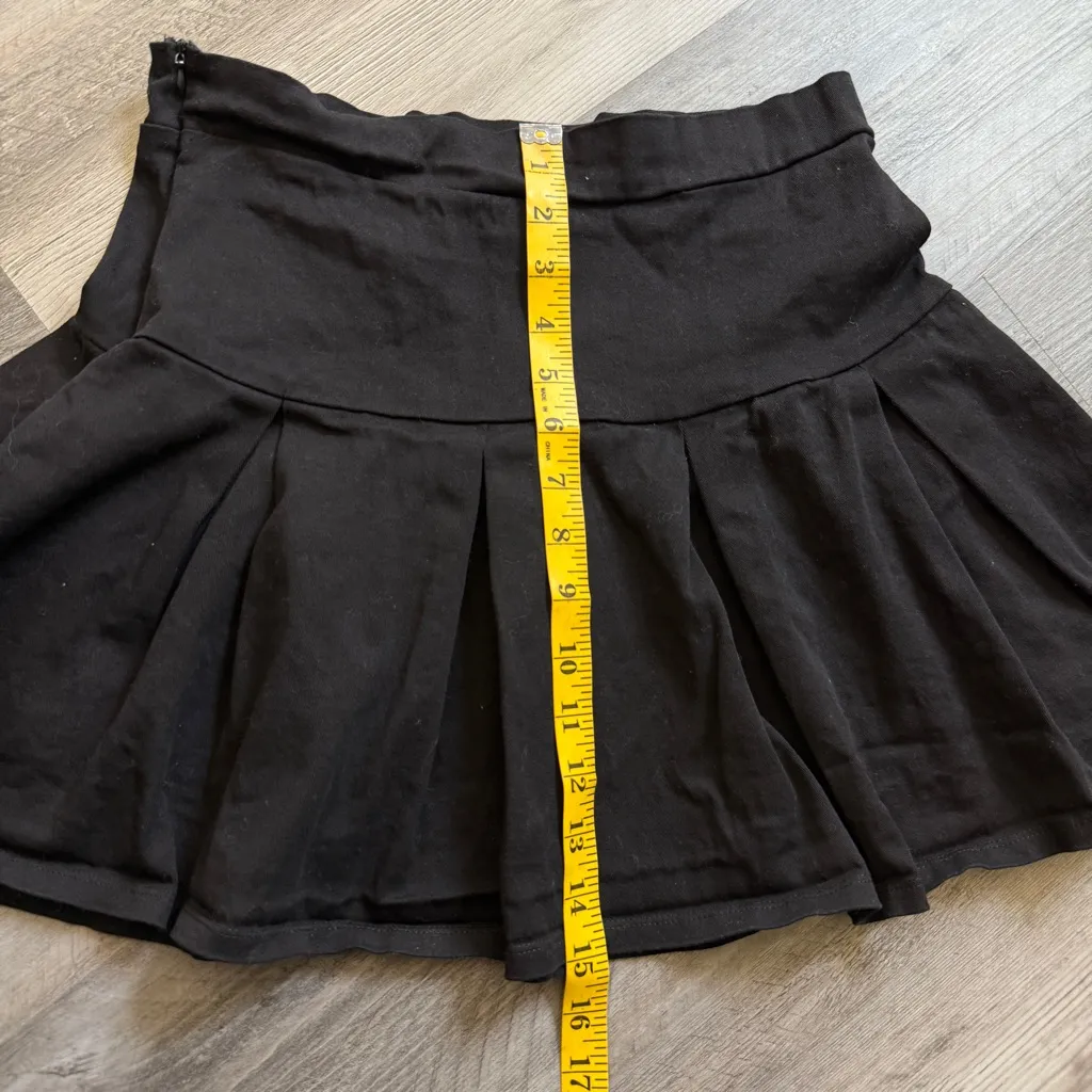 Black Pleated Mini Skirt Cotton Spandex Large Streetwear Goth Punk - Image 10