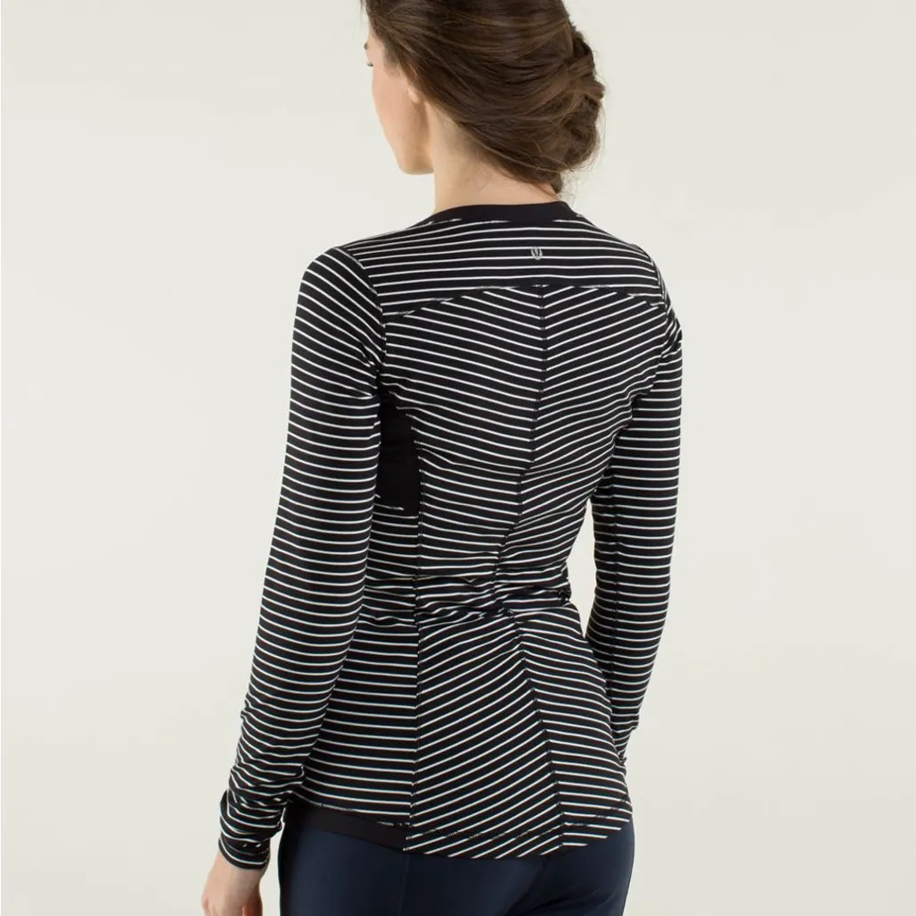 Lululemon Base Runner Long Sleeve Parallel Stripe Black White/Black Striped Top - Image 12