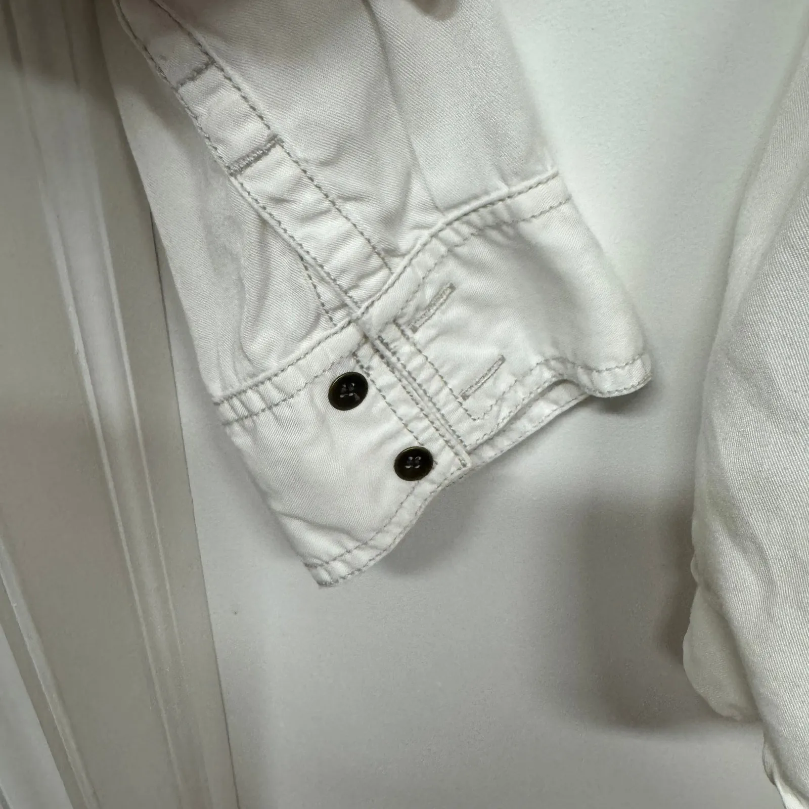 Halogen Womens Off White Long Sleeve Button Up Shirt Blouse Top Size XL - Image 5