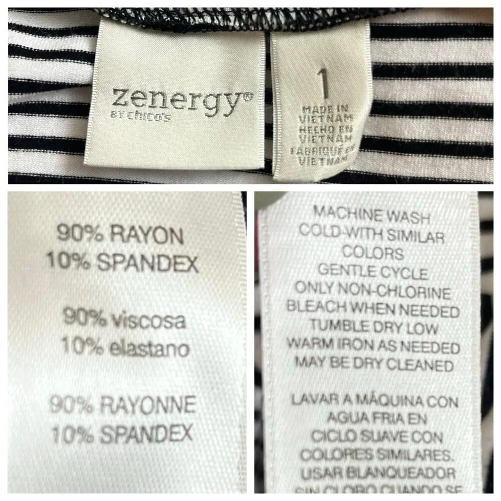 Chico’s Maxi Lydia Dress Zenergy Cowl Neck White Black Stripe Size 1 Women Small - Image 12