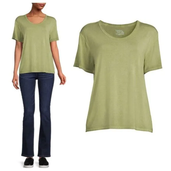 Time and tru women’s plus size 3XL (22) green scoop shirt top shirt sleeve new - Image 2