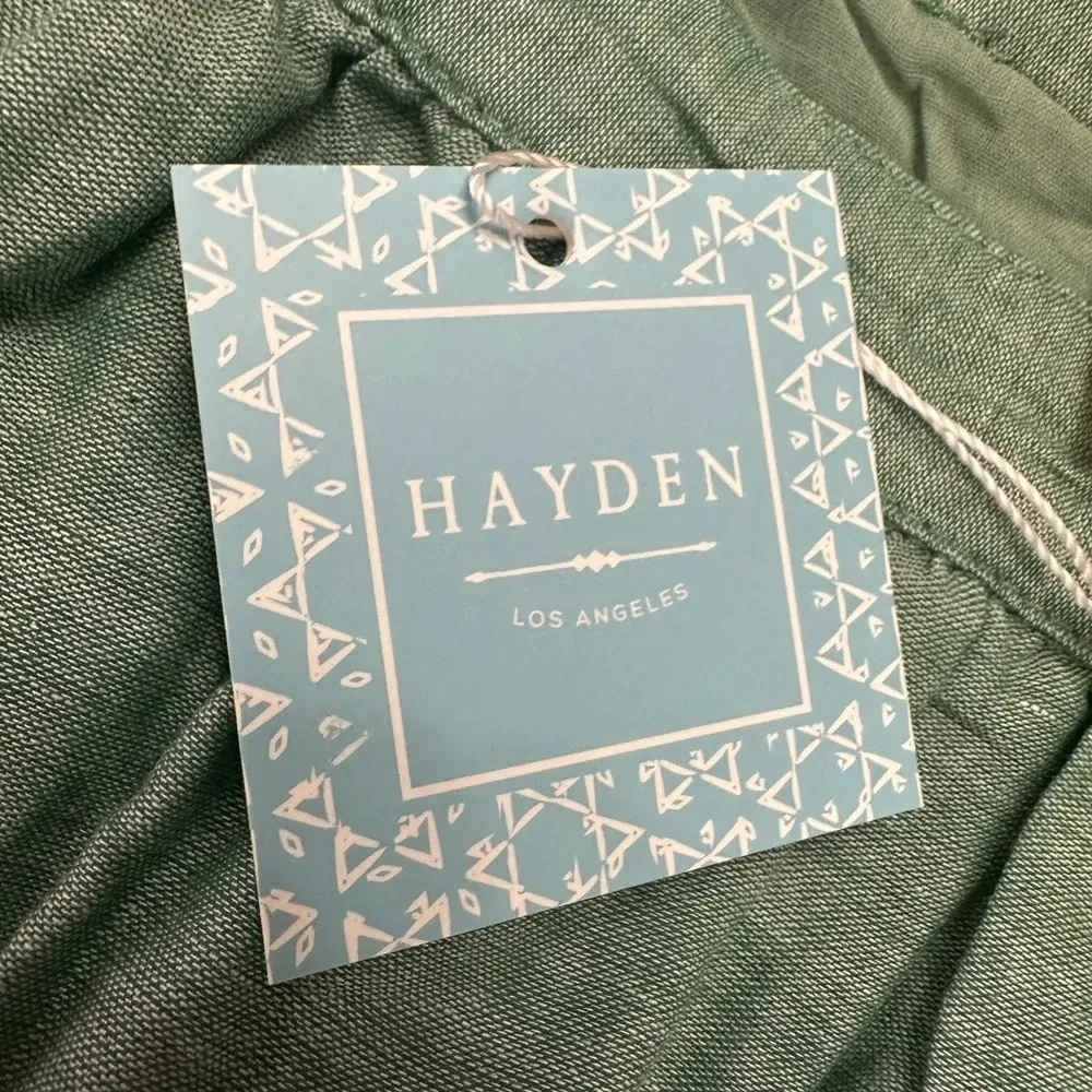 Hayden Los Angeles NWT green embroidered square neck babydoll dress tie back XL - Image 7