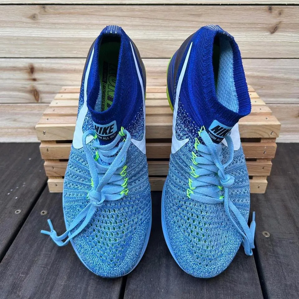 Blue/Green Zoom All Out Flyknit Nike Sneakers Running Athletic Shoes - Image 3