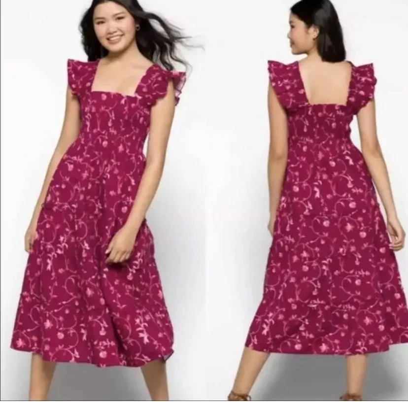 Hill House size 2x Ellie nap dress burgundy botanical red Pink trad cottage boh - Image 2