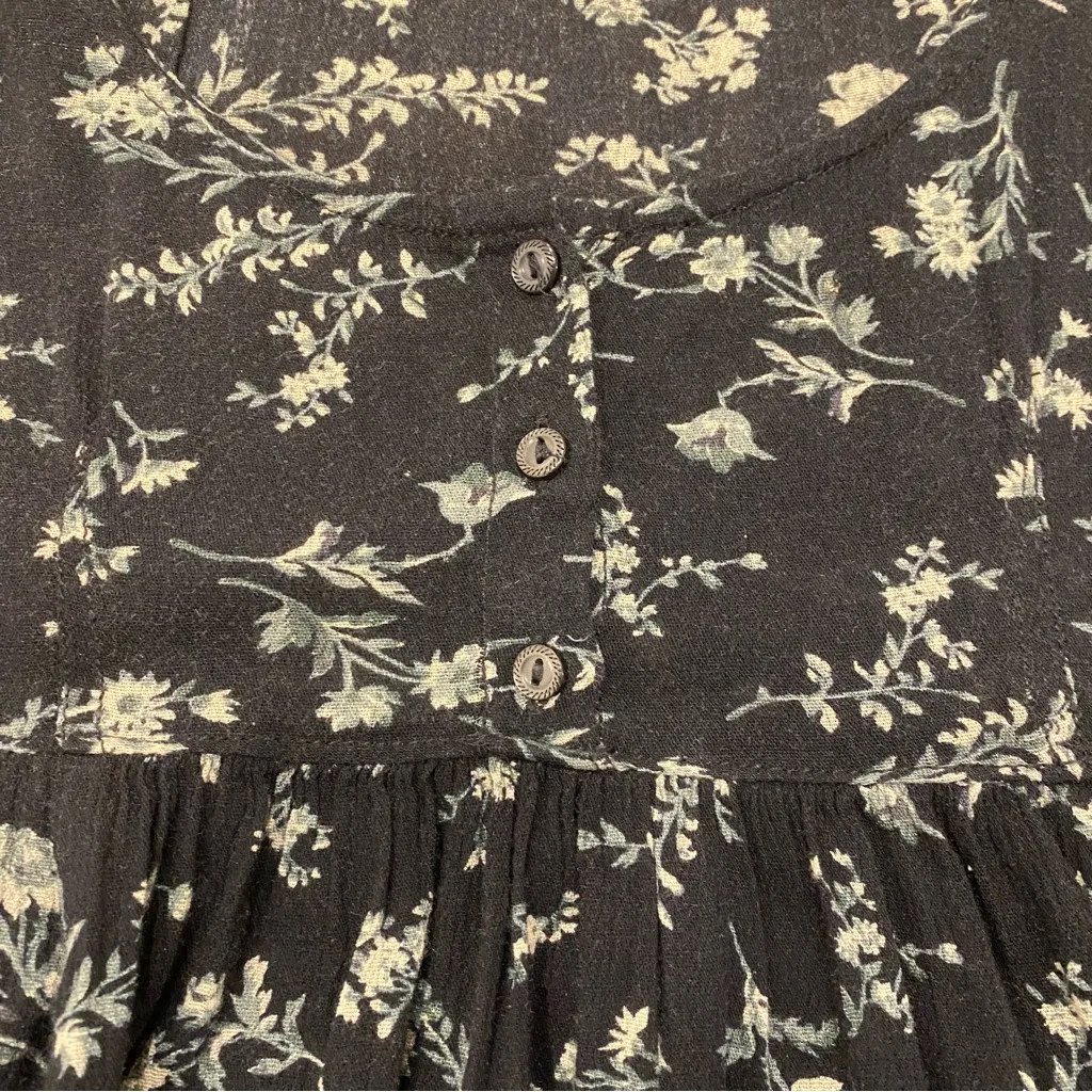 🌟DENIM & SUPPLY 🌟 RALPH LAUREN FLORAL PRINT BABYDOLL MINI DRESS BLACK SZ XS - Image 7