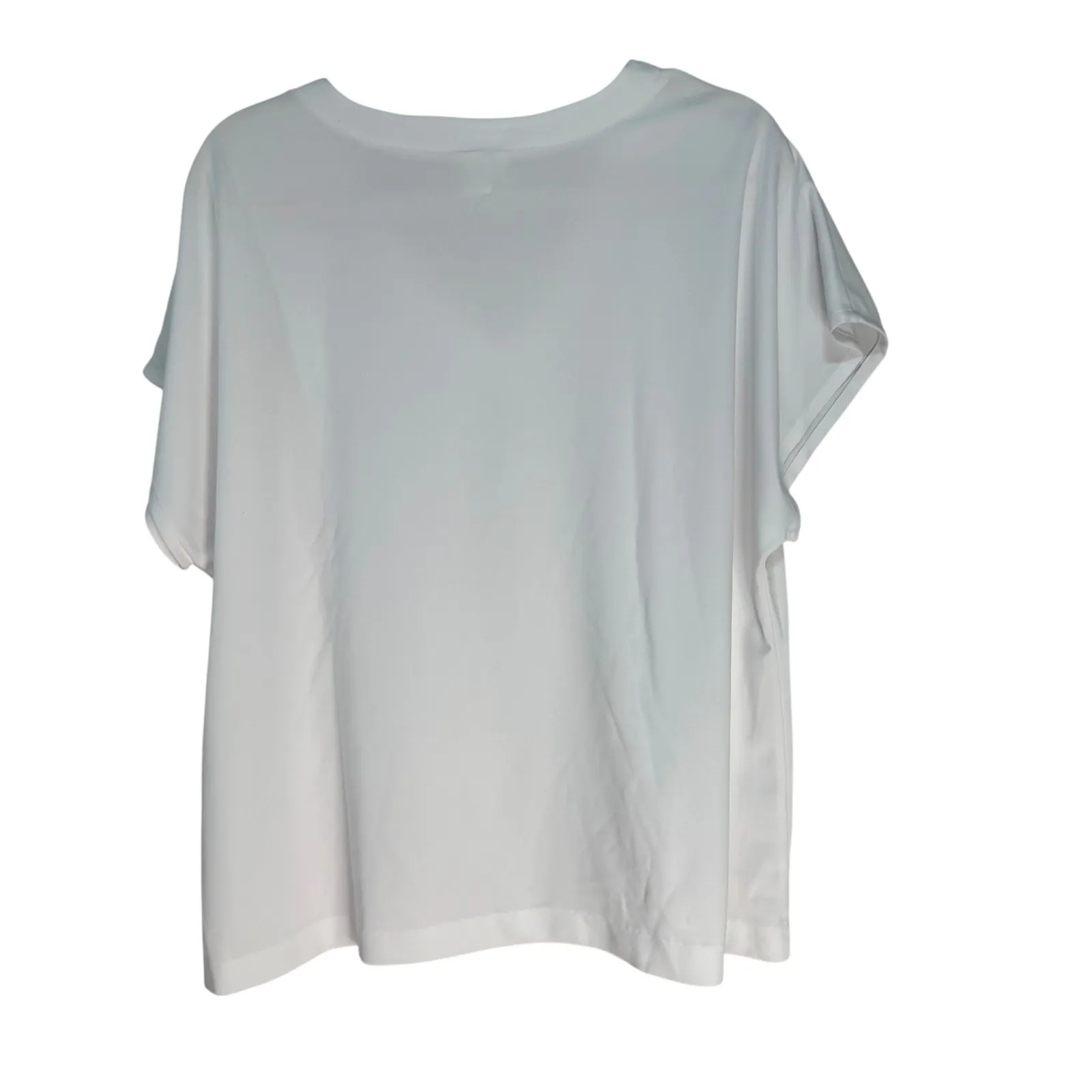 Lady Graff White V Neck Embroidered Rose Short Sleeve Top Made in USA Size 10 - Image 7