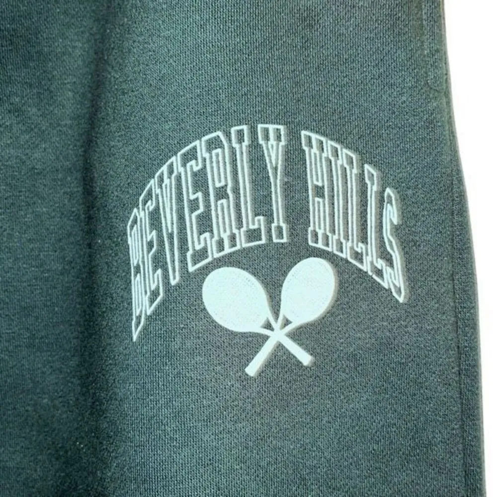 Vintage Havana Womens Beverly Hills Drawstring Jogger Sweatpants Dark Green Smal - Image 4