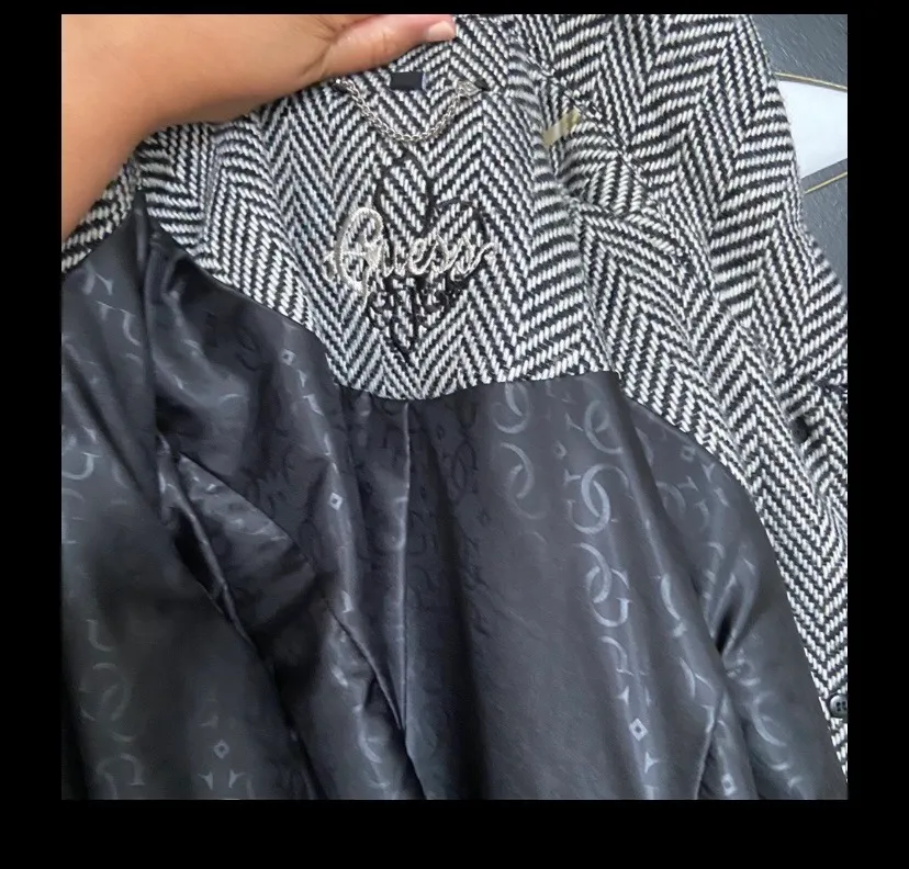 Double Breasted Wool Coat Jacket In Small - Image 4