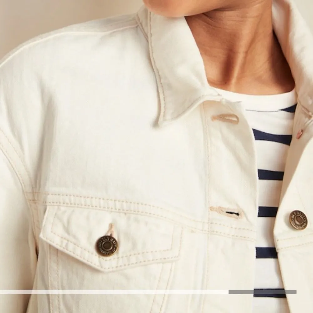 Old Navy White Cotton Denim Trucker Long Sleeve Jean Jacket L - Image 11