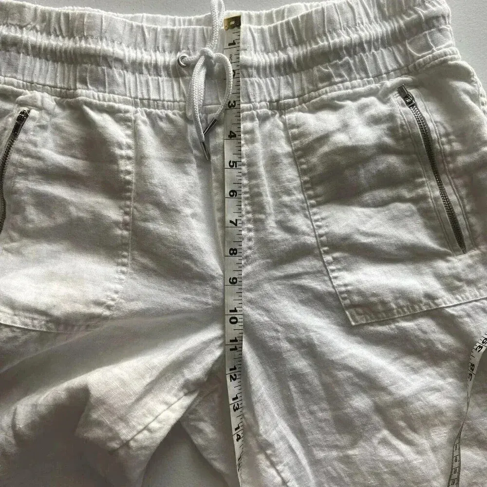 Athleta Cabo Linen‎ Jogger Pants Women's Size 12 White Pull On Elastic Pockets - Image 11