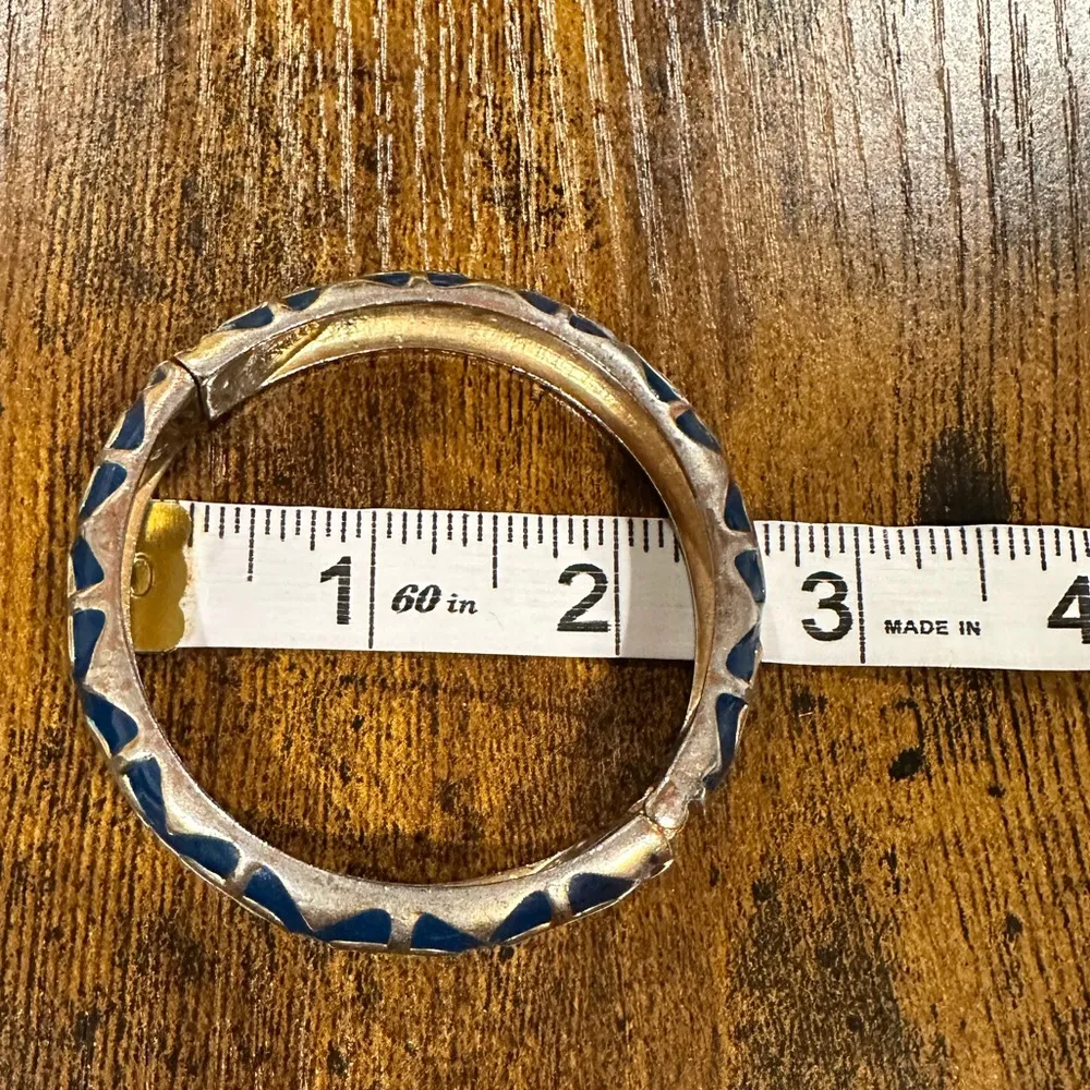 FORNASH ENAMEL BLUE GREEN BRACELET HINGED BANGLE - Image 5