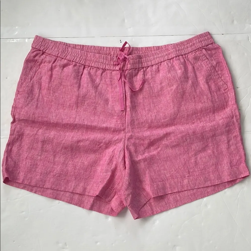 Talbots Pink and Beige/Tan Shorts Linen Relaxed Fit 3X Petite Set of 2 Bundle - Image 3