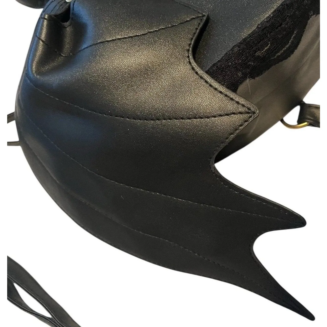 AZA Gothic Heart Bat Wing Backpack Black Lace Trim Faux Leather Mini Bag Purse - Image 4