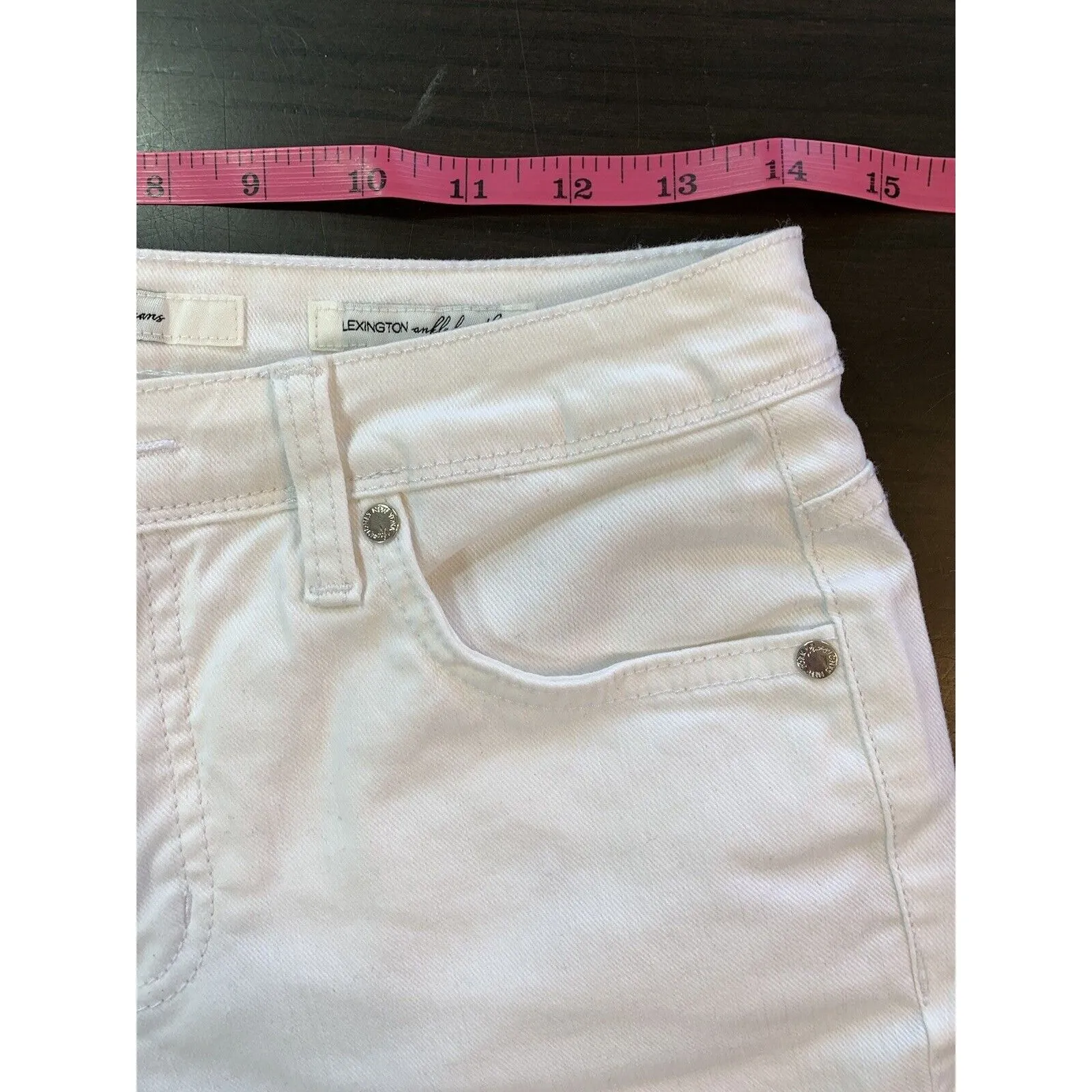 Jones‎ New York Lexington White Jeans Women's 4 Stretch Summer Denim Cuff Ankle - Image 11