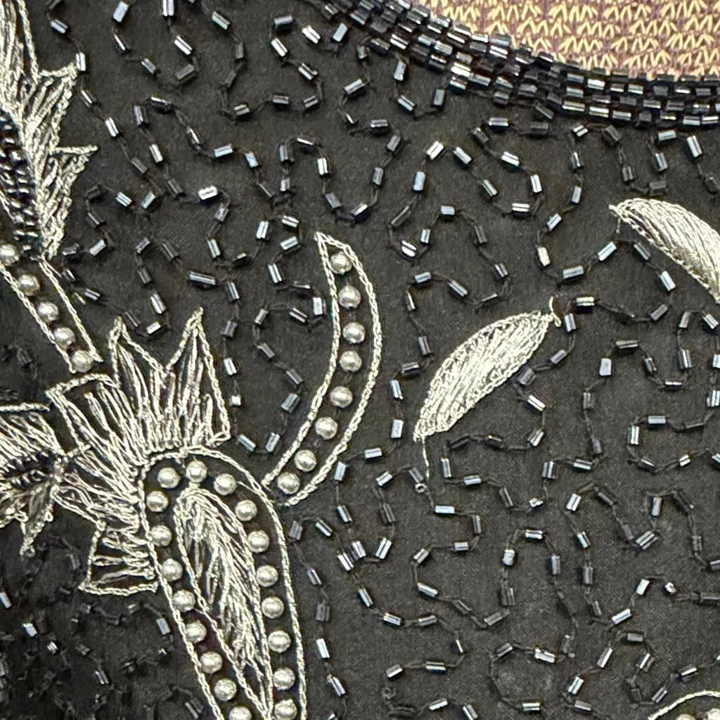 Stenay Elegant Black and Silver Embellished Blouse 100% silk Size L - Image 7