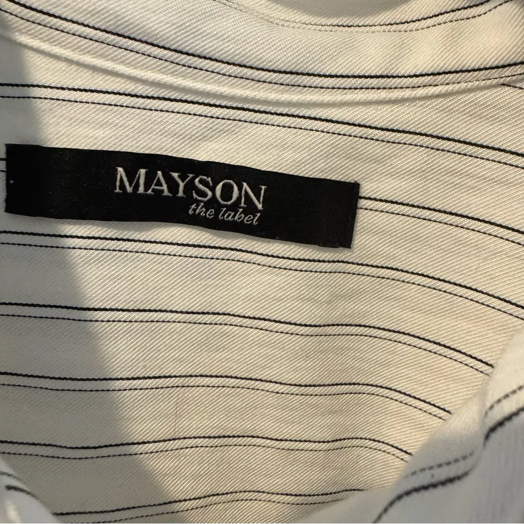 Mayson the Label white & black striped pants & collared button down top | size 4 - Image 8