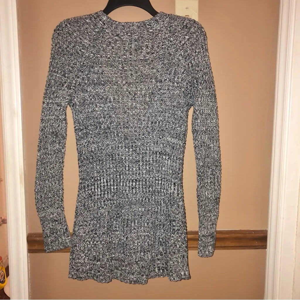 American Eagle Cotton Button Front Cardigan Heather Marled Black White‎ Small - Image 2