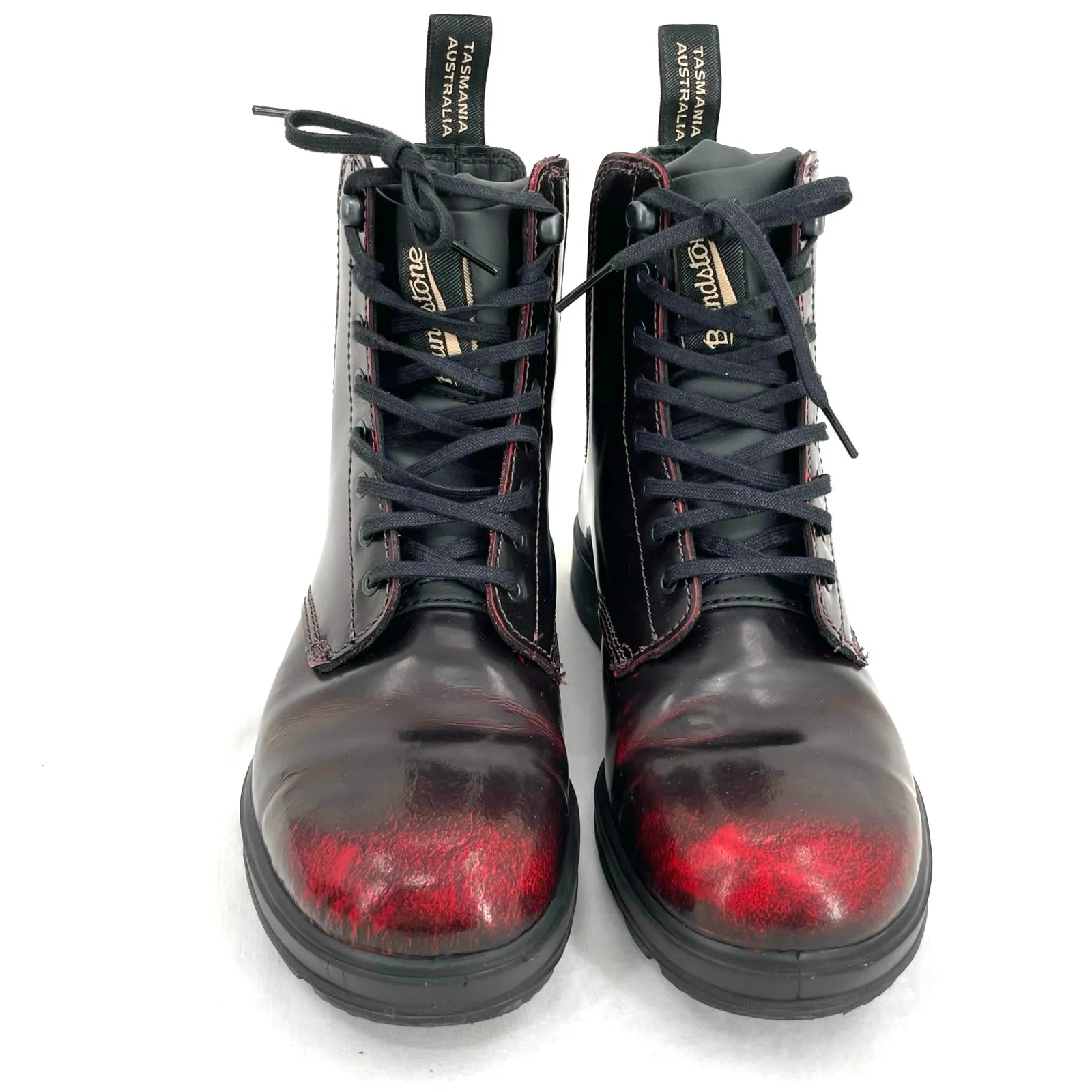 Blundstone Boots Bordeaux Brush Red Leather Lace Up Chelsea Shoes Size AU 4.5 - Image 6
