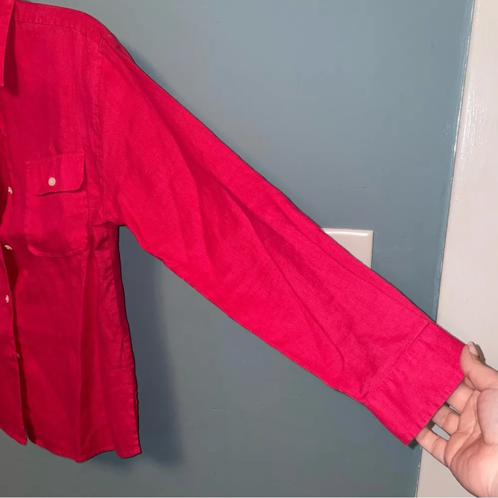 Talbots Vintage Irish Linen Button Down Collared Shirt Size 4 - Image 3