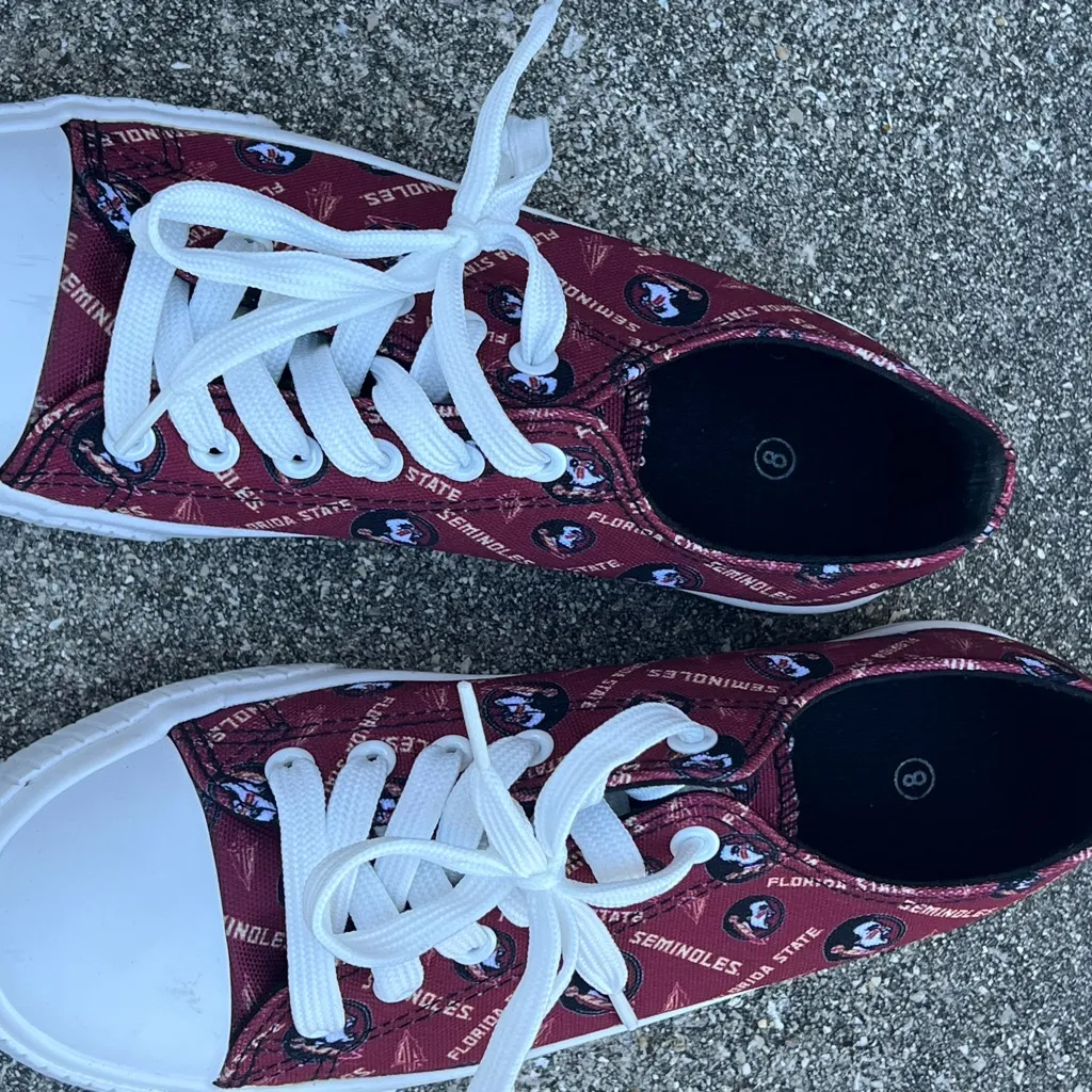FOCO FSU Florida State Seminoles Patterned Sneakers Red Size 8 - Image 2
