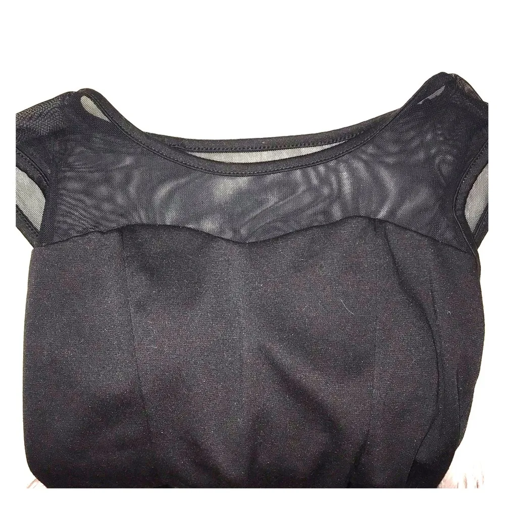 A'Gaci A’GACI Peplum Sheer & Pleather Peep Back Blouse - Image 2