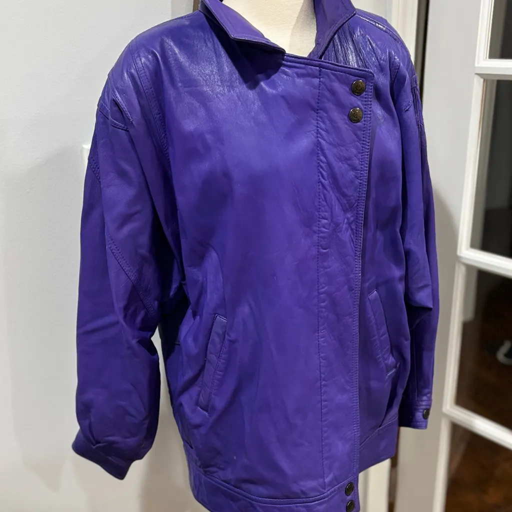 Bagatelle VINTAGE Purple Leather Jacket - Image 2