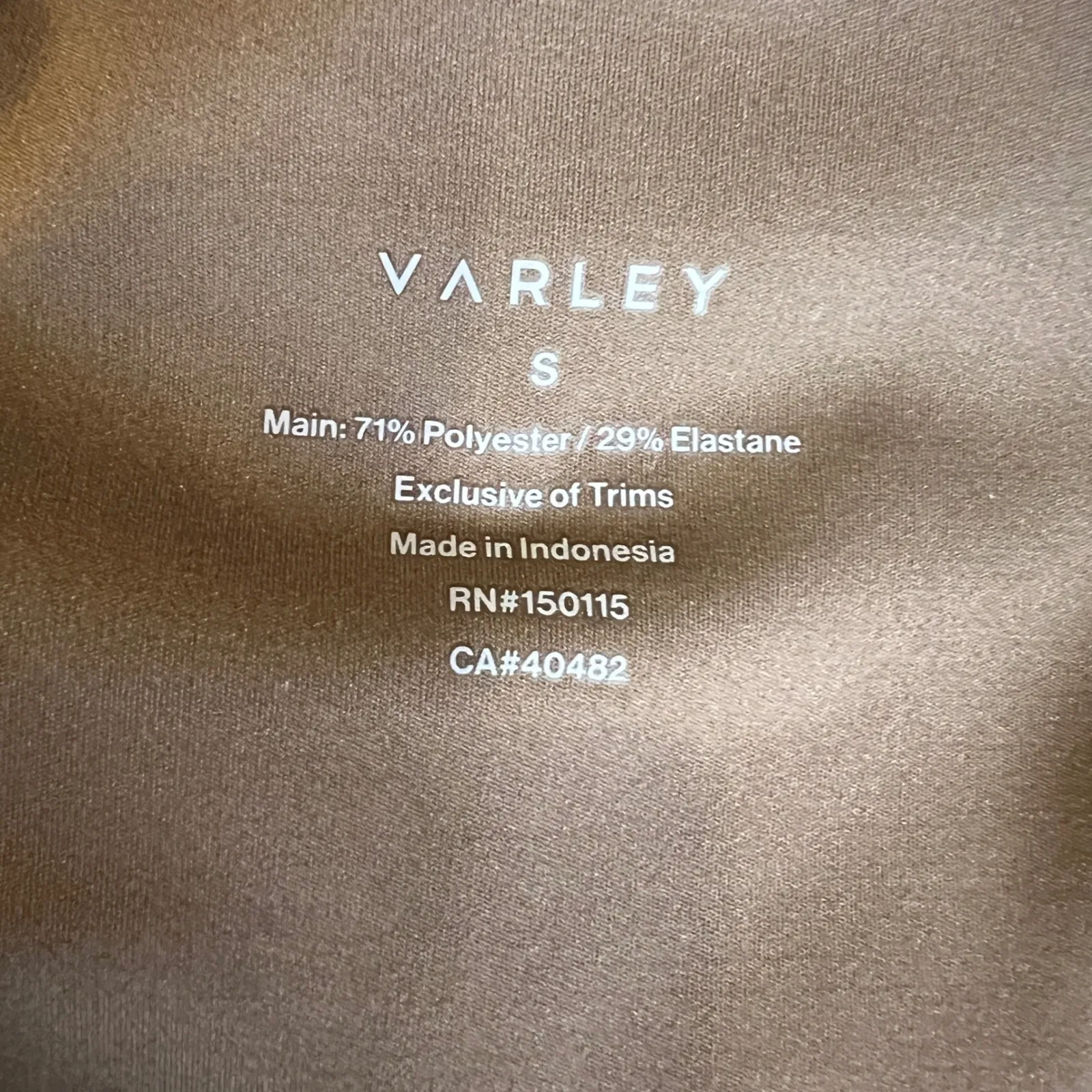 Varley Assure High Rise Leggings Brown S Wide Waistband Stretch 26" Inseam - Image 3