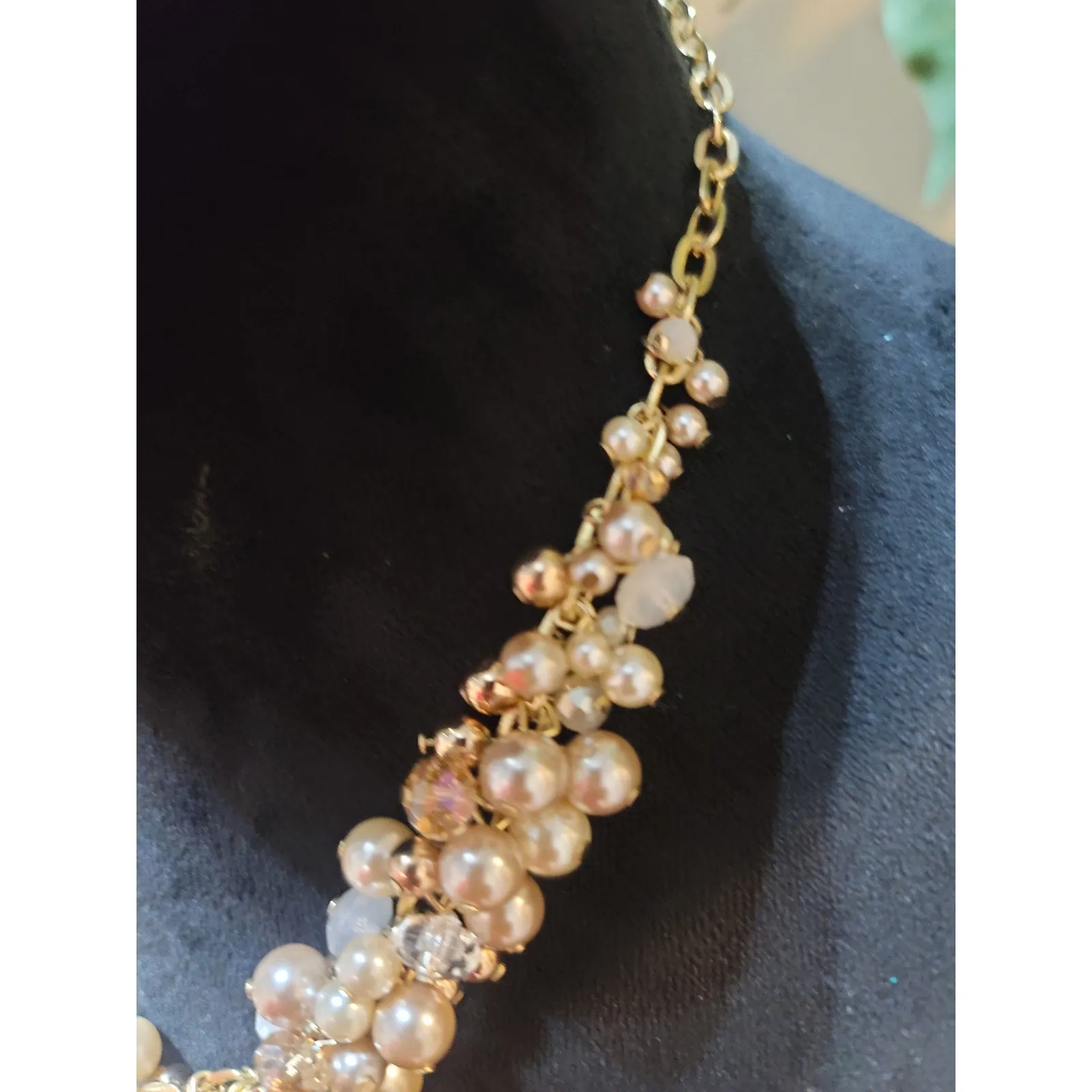 Women's Gold Chain Pearl Cluster Necklace With Lobster Clasp By The Limited - Image 4