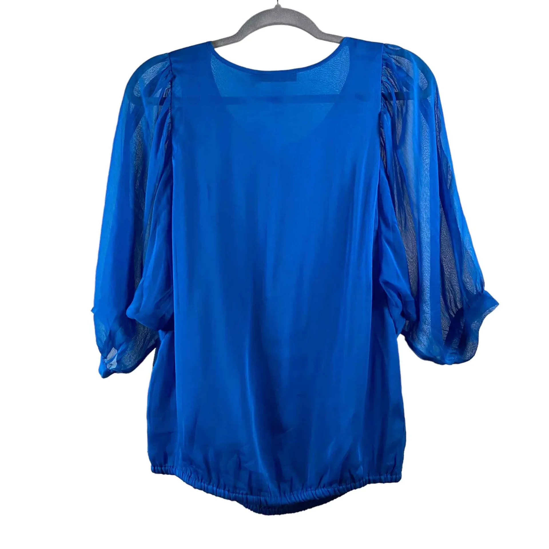 New The Limited Womens Royal Blue Bohemian Elastic‎ Waist Chiffon Blouse Sz XS - Image 10