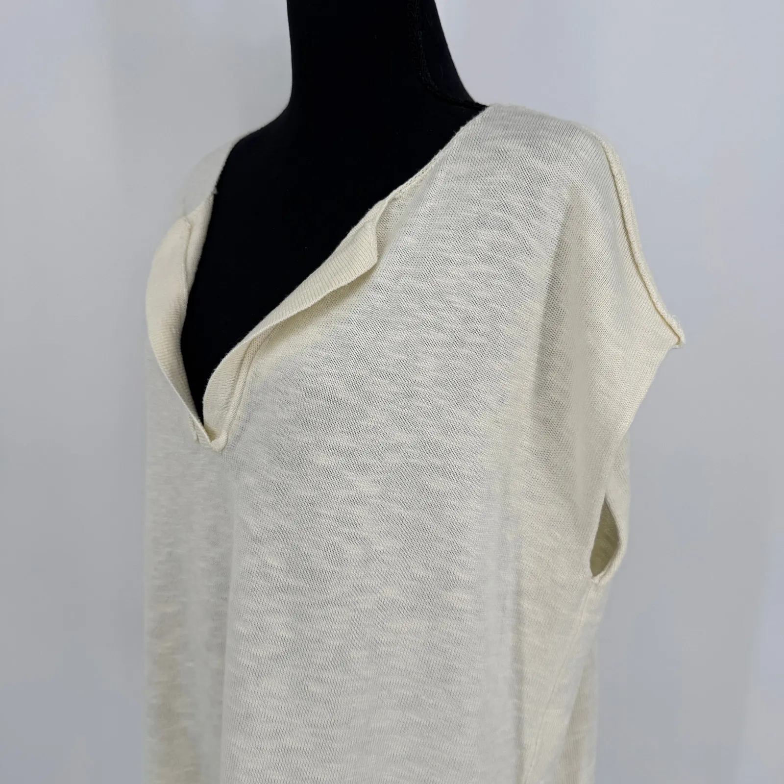 Free People  Beach Marina Del Sol Sweater Medium Ivory Boho Casual Minimalist - Image 6