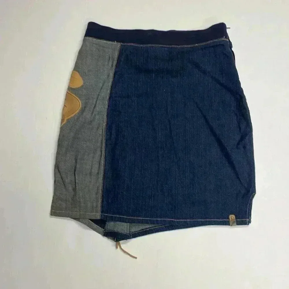 South Pole Vintage Looney Tunes Bugs Bunny Y2K Suede Accent Blue Denim Skirt - Image 2