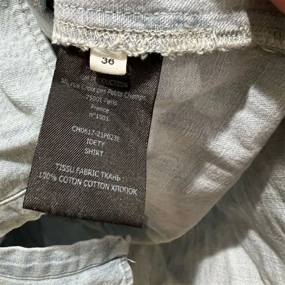 Isabel Marant Étoile Idety Womens Long Sleeve Chambray Blouse Light Blue Size 36 - Image 7