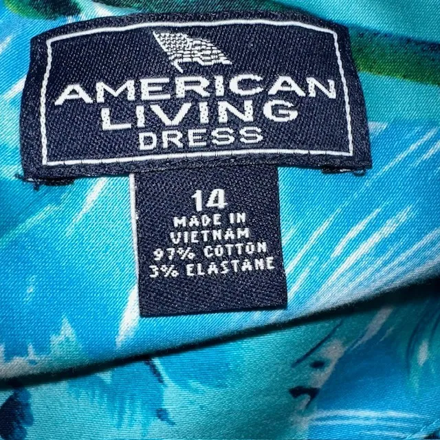 American Living Floral Sheath Dress‎ Sleeveless V-Neck Aqua Blue Party Size 14 - Image 10